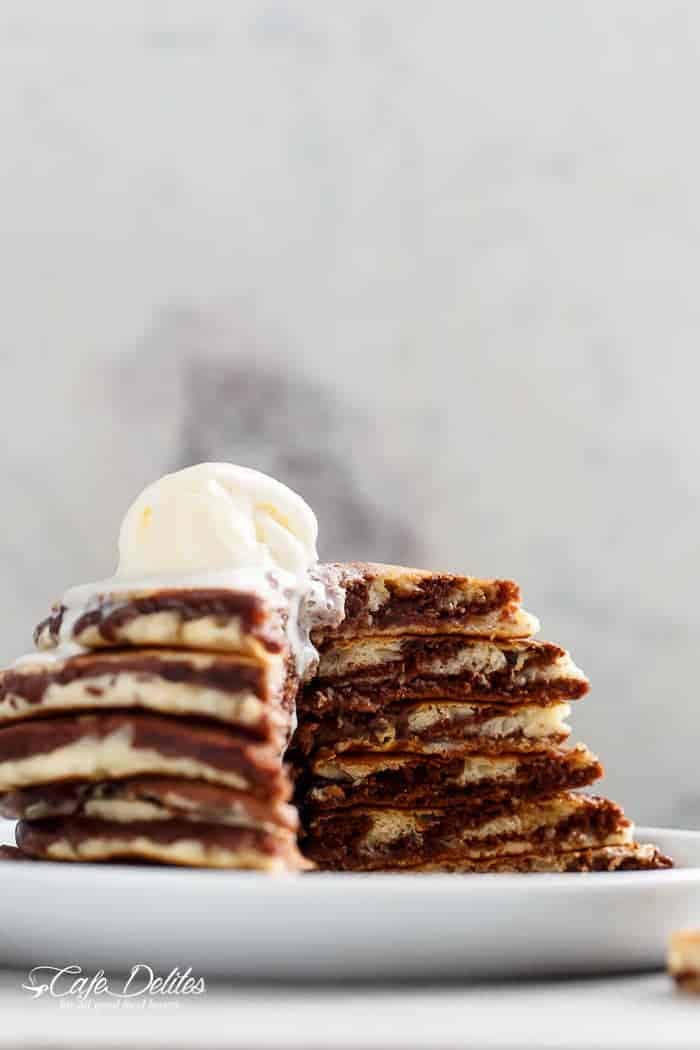 Elevate Your Breakfast: Vanilla & Cocoa Swirl Zebra Pancakes